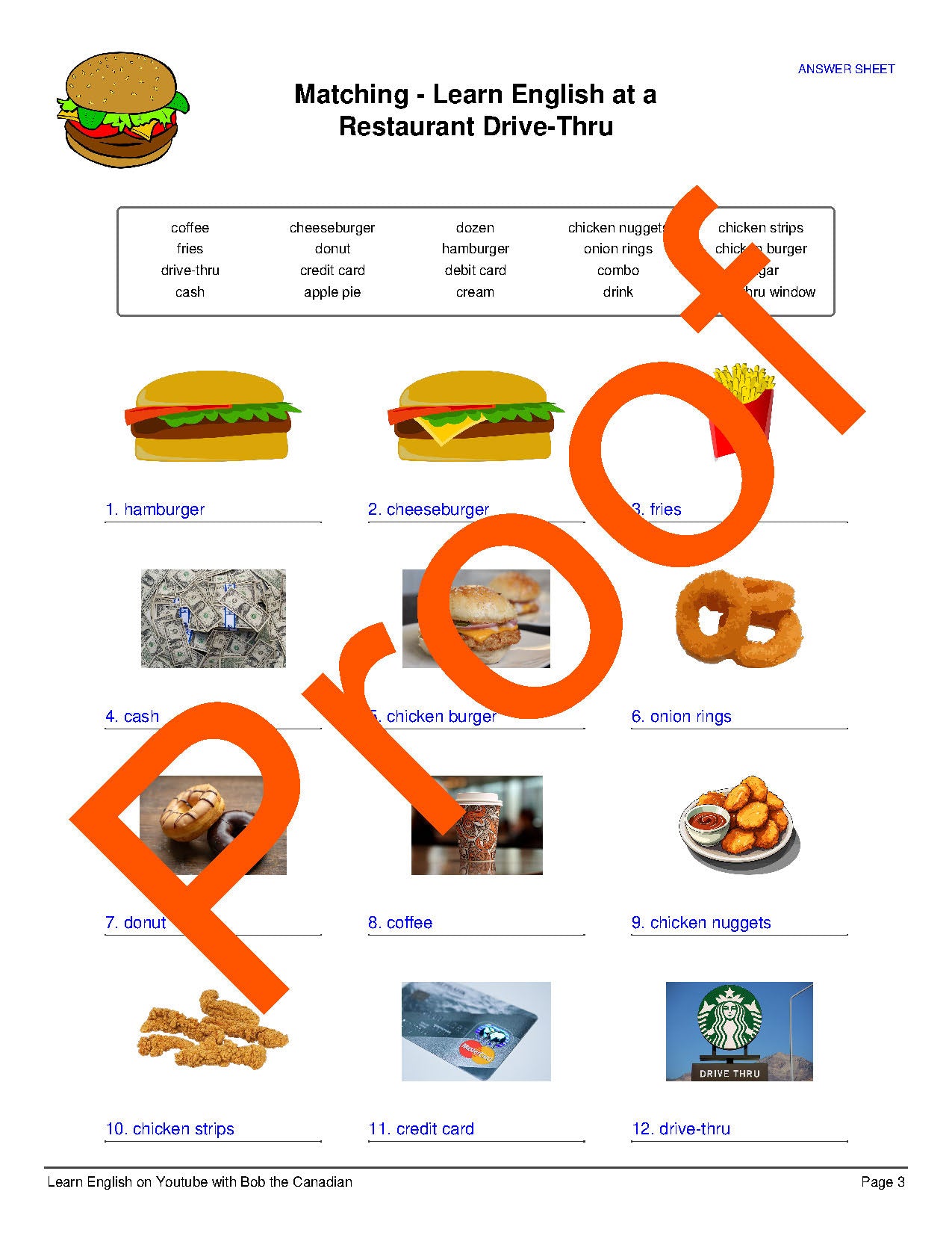 Study Pack for How to Order Food at a Restaurant Drive-Thru