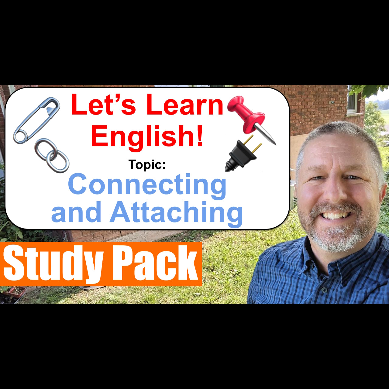 Pacote de estudo para conectar e anexar aula de inglês
