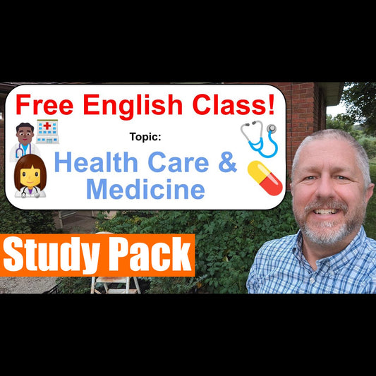 Pacote de estudo para aula de inglês sobre cuidados de saúde e medicina